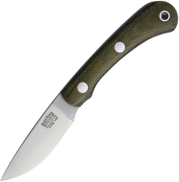 Bark River Pro Scalpel II CPM154 Fixed Blade Knife 5.75in Overall 2.25in Satin Cpm-154 SS Drop Point Green Canvas Micarta Handle Brown Leather Belt - Bark River