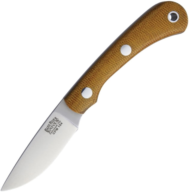 Bark River Pro Scalpel II CPM154 Fixed Blade Knife 5.75in Overall 2.25in Satin Cpm-154 SS Drop Point Natural Canvas Micarta Handle Brown Leather Belt - Bark River