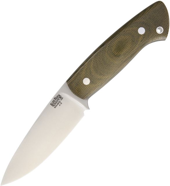 Bark River Santos Green Canvas Micarta Fixed Blade Knife 4.25in A2 Tool Steel Standard Edge Satin Green Canvas Micarta Handle - Bark River