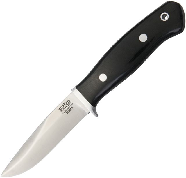 Bark River Snowy River Black Micarta Fixed Blade Knife 8.125in 3.75in Drop Point Black Canvas Micarta Handle - Bark River