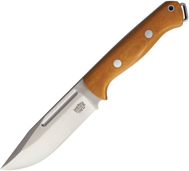 Bark River Squad Leader II 3V Fixed Blade Knife 10.13in Overall 5in Satin Cpm-3V Carbon Steel Clip Point Blade Natural Canvas Micarta Handle Lanyard - Bark River