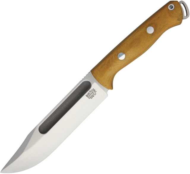 Bark River Squad Leader II 3V Fixed Blade Knife 11.13in Overall 6in Two-Tone Finish Cpm-3V Carbon Steel Clip Point Blade Natural Canvas Micarta Handle - Bark River