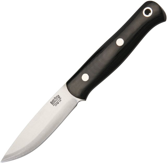 Bark River Ultra Lite Bushcrafter Black Fixed Blade Knife 3.25in CPM-3V Steel Standard Edge Satin Black Micarta Handle - Bark River