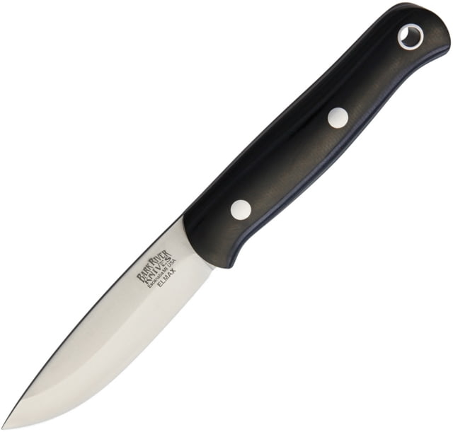 Bark River Ultra Lite Bushcrafter Elmax Fixed Blade Knife 7.25in Overall 3.25in Satin Elmax Steel Blade Black Canvas Micarta Handle Brown Leather Belt - Bark River