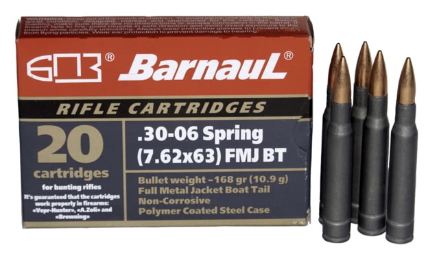 BarnauL Ammunition  Springfield 168 Grain Full Metal Jacket Boat Tail 20 Rounds FMJBT168 - Barnaul