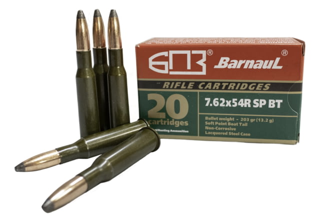 BarnauL Ammunition 7.62X54R 203 Grain Soft Point Boat Tail Rifle Ammo 20 Rounds SPBT203 - Barnaul