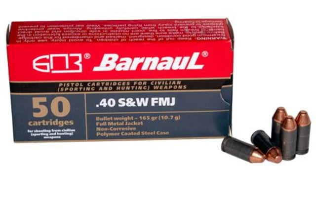 nauL Polycoated Steel Case Rifle .40 S&W 165 Gr FMJ 984 Fps 500/ct Case BRN 40SW FMJ165C Ammo