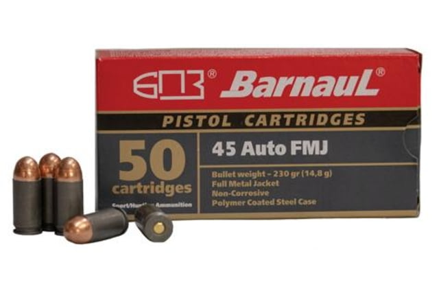 nauL Polycoated Steel Case Rifle .45 ACP 230 Gr FMJ 935 Fps 500/ct Case BRN 45AUTO FMJ230C Ammo