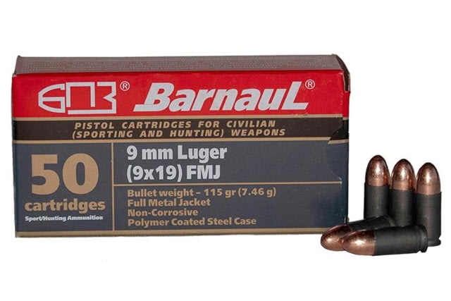 BarnauL Polycoated Steel Case Rifle Ammo 9mm Luger 115 Gr FMJ 1329 Fps 500/ct Case BRN 9mmLuger FMJ115C nauL Polycoated Steel Case Rifle 9mm Luger 115 Gr FMJ 1329 Fps 500/ct Case BRN 9mmLuger FMJ115C Ammo