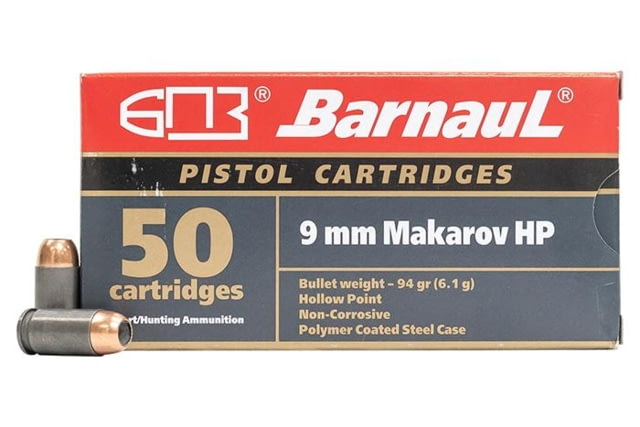 nauL Polycoated Steel Case Rifle 9mm Makarov 94 Gr FMJ 1099 Fps 1000/ct Case BRN 9mmMakarov FMJ94C Ammo