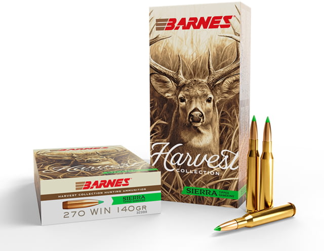 Barnes Harvest .270 Winchester 140 Grain Sierra Tipped GameKing Brass Cased Rifle Ammo 20 Rounds nes Harvest .270 Winchester 140 Grain Sierra Tipped GameKing Brass Cased Rifle 20 Rounds Ammo