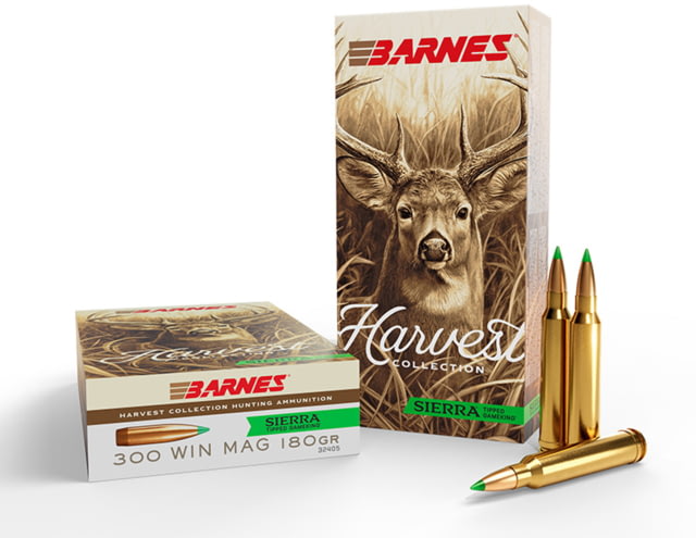 Barnes Harvest .300 Winchester Magnum 180 Grain Sierra Tipped GameKing Brass Cased Rifle Ammo 20 Rounds nes Harvest .300 Winchester Magnum 180 Grain Sierra Tipped GameKing Brass Cased Rifle 20 Rounds Ammo