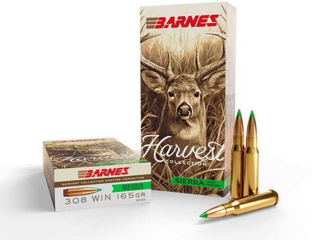 Barnes Harvest 308 Win 165 Grain Boat Tail Hollow Point Brass Cased Rifle Ammo 20 Rounds nes Harvest 308 Win 165 Grain Boat Tail Hollow Point Brass Cased Rifle 20 Rounds Ammo