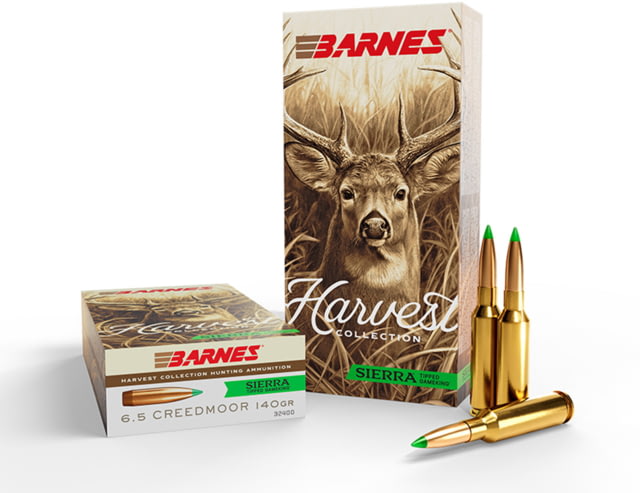 nes Harvest 6.5mm Creedmoor 140 Grain Sierra Tipped GameKing Brass Cased Rifle 20 Rounds Ammo