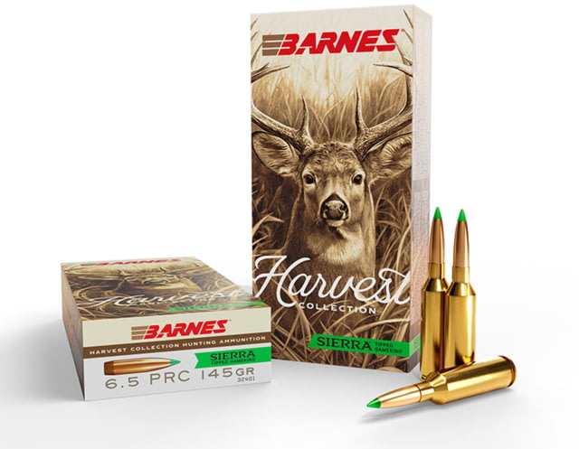 Barnes Harvest 6.5mm PRC 145 Grain Sierra Tipped GameKing Brass Cased Rifle Ammo 20 Rounds