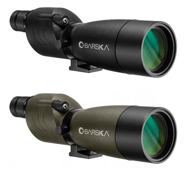 Barska 20-60x60 Blackhawk Spotting Scope, Angled, Porro Prism, BK-7 , Glare Reducing Sunshade, Green AD12706 by USA Barska Shooting Spotting Scopes