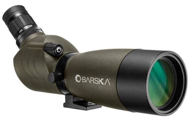 Barska 20-60x60 Blackhawk Spotting Scope Angled Porro Prism BK-7 Glare Reducing Sunshade Green - Barska