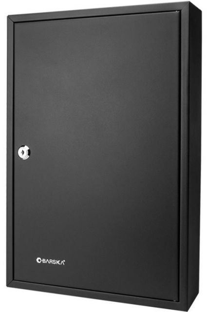 Barska 64 Key Adjustable Lock Box Security Safe w/ Key Lock Steel Black - Barska
