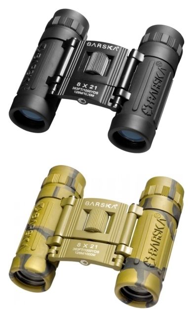 Barska Lucid View 8x21mm Compact Folding Binoculars, Clam Pack, Black, AB10109 by USA Barska Binoculars