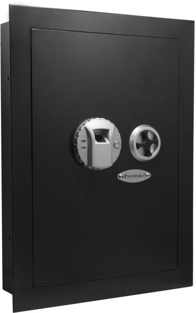 Barska Biometric Wall Safe Left Opening Black Medium - Barska