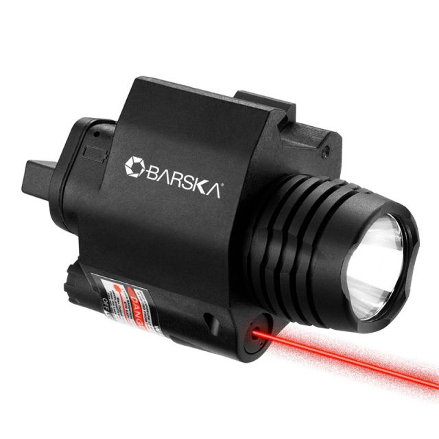 Barska Laser LED Weapon Flashlight CR123A Red 200 Lumens Black - Barska
