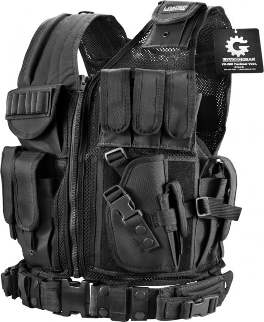 Barska Loaded Gear Plus Size Tactical Vest VX-200 Right Hand Black Extra Large - Barska
