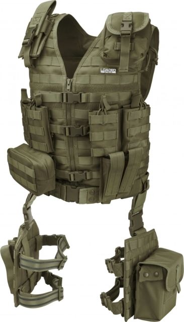 Barska Loaded Gear VX-100 Tactical Vest w/Leg Platforms OD Green Large - Barska