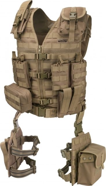 Barska Loaded Gear VX-100 Tactical Vest w/Leg Platforms Flat Dark Earth Large - Barska