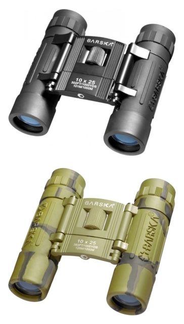 Barska Lucid View 10x25mm Compact Folding Binoculars, Clam Pack, Black, AB10111 by USA Barska Binoculars