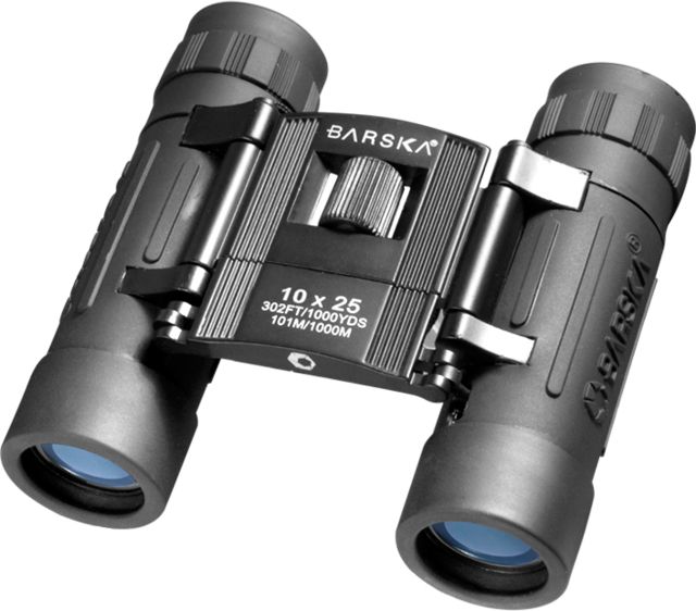 Barska Lucid View 10x25mm Compact Folding Binoculars Box Pack Black - Barska