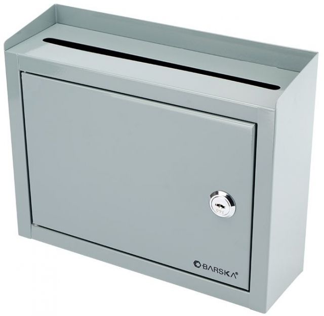 Barska Multi-Purpose Drop Box - Key Lock Includes 2 Keys Gray 9.75 x 3 x 7.75 in - Barska