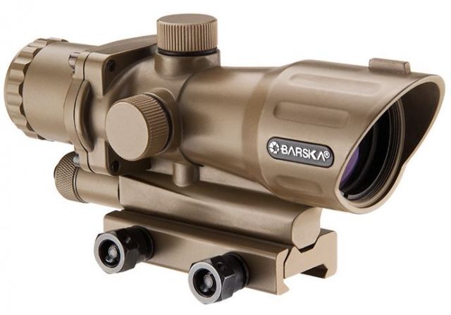 USED Barska IR AR-15 / M-16 Electro Sight Rifle Scope 4x30mm Illuminated IR Target Dot Second Focal Plane Tan - Barska