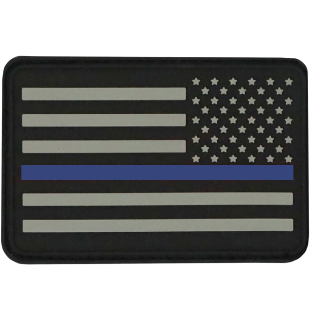 Bartact PVC Rubber Flag Patch w/ Velcro/Hook Backing Thin Blue Line USA Flag - Stars on Right Blue/Black/Grey 2" x 3" - Bartact