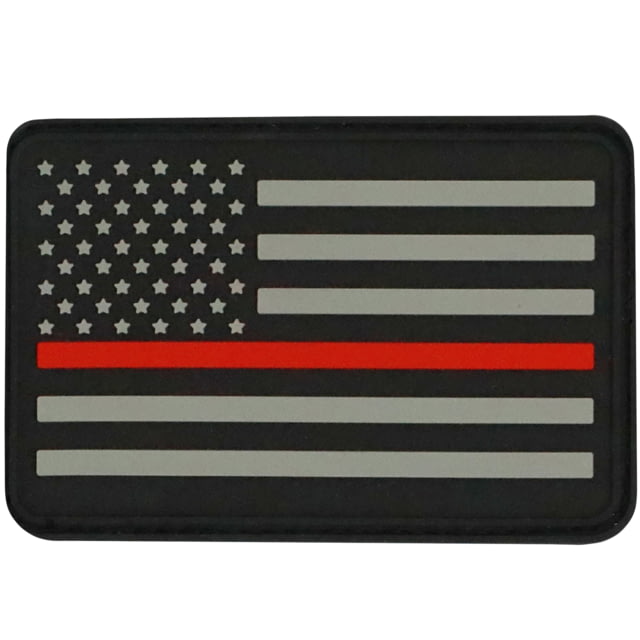 Bartact PVC Rubber Flag Patch w/ Velcro/Hook Backing Thin Red Line USA Flag - Stars on Left Red/Black/Grey 2" x 3" - Bartact