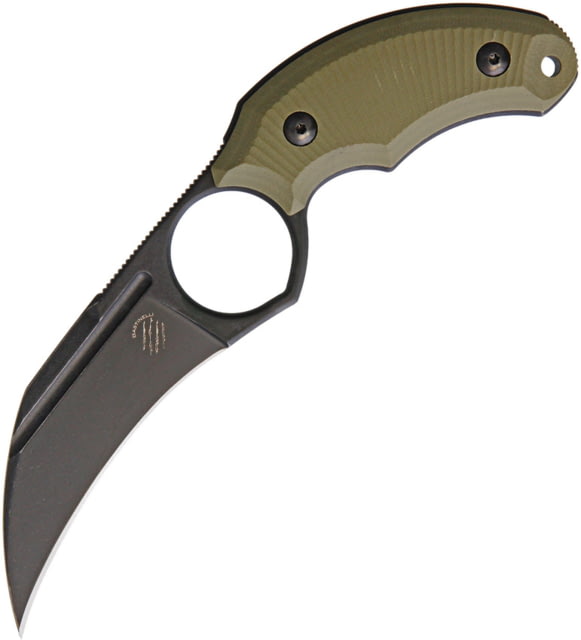 Bastinelli Creations HARPY Fixed Blade OD Knife 3.13" black stonewash finish Bohler N690 stainless OD green sculpted G10 handle HARPY OD GREEN G10 - Bastinelli Creations