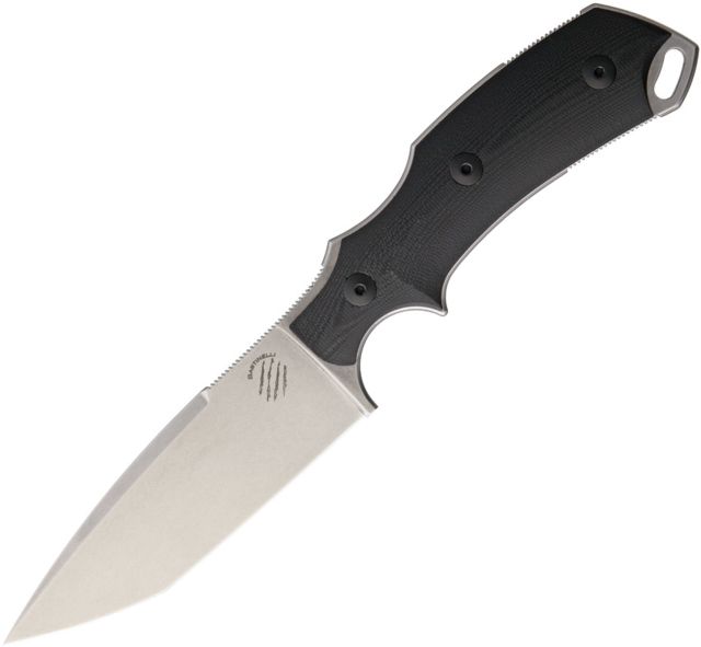 Bastinelli Creations RED V2 Fixed Blade Knife 4in Standard Edge Stonewash Black Micarta Handle RED V2 FIXED BLADE SW - Bastinelli Creations