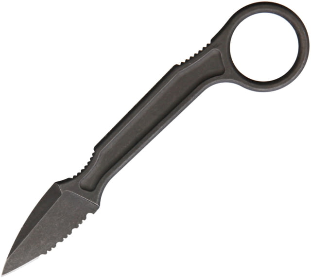 Bastinelli Creations SPADE Fixed Blade Serrated Knife 1.75" stonewash finish serrated Bohler N690 stainl One-piece construction SPADE SERRATED