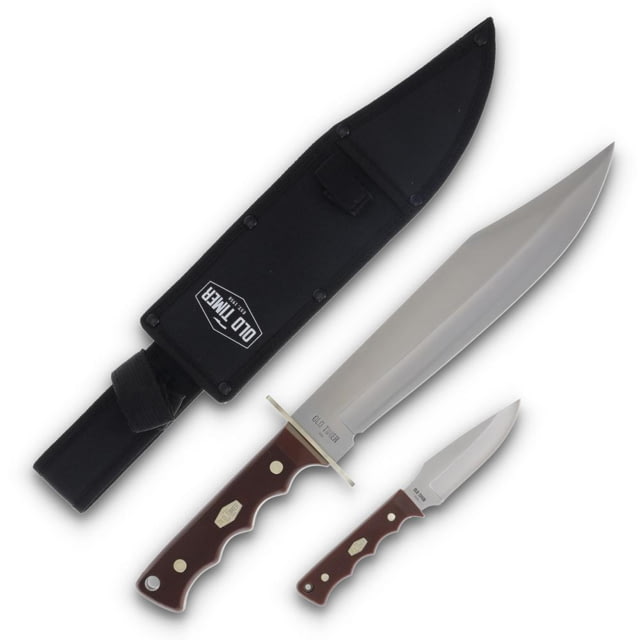 Battenfeld Knives Old Timer Bowie Fixed Blade Combo 10" Bowie Blade 3-1/2" Skinner Blade Brown
