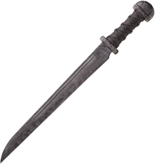 Battlecry Maldron Viking Seax Fixed Blade Knife 15.5in Standard Edge Black Synthetic Handle - Battlecry