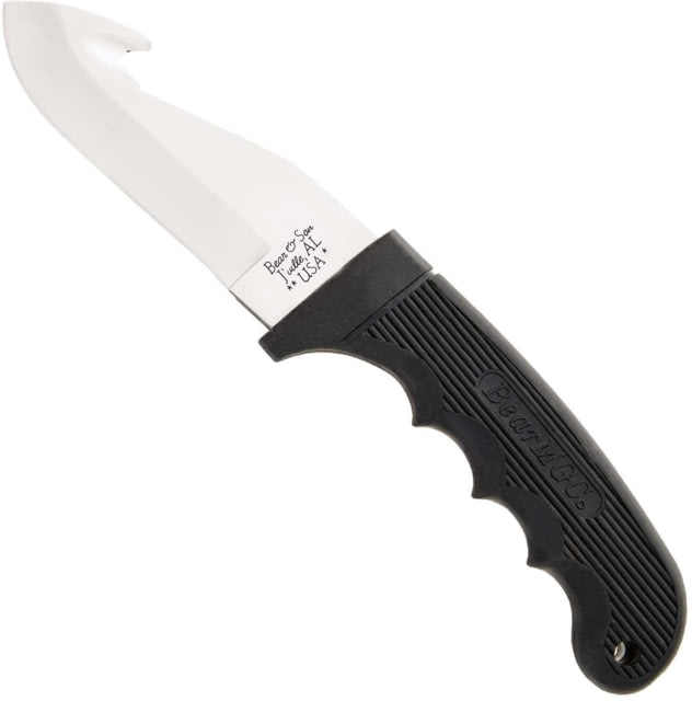 Bear and Son Knives Guthook Fixed Blade Knife 4in 440 Stainless Steel Black Kraton Handle - Bear And Son Knives