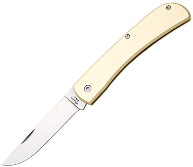 Bear and Son Knives Large Farm Hand Folding Knife w/Clip 3.63in 1095 Carbon Steel Yellow Aluminum Handle - Bear And Son Knives