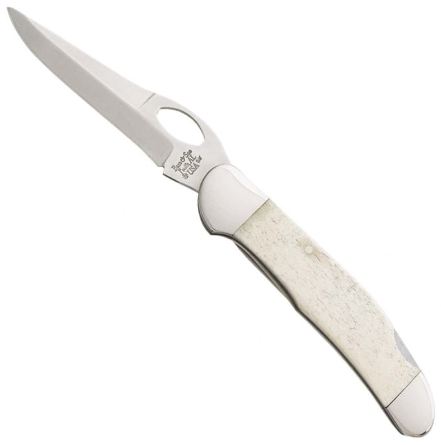 Bear and Son Knives Locking Cowhand Folding Knife 2.88in High Carbon Stainless Steel White Smooth Bone Handle w/ Pocket Clip - Bear And Son Knives