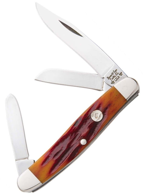 Bear and Son Knives Medium Stockman Folding Knife 2.75in 1095 Carbon Steel Red Stag Bone Handle - Bear And Son Knives