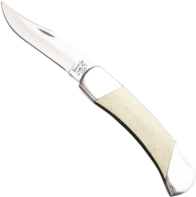 Bear and Son Knives Midsize Lockback Folding Knives 2.75in High Carbon Stainless Steel Clip Point White Smooth Bone Handle