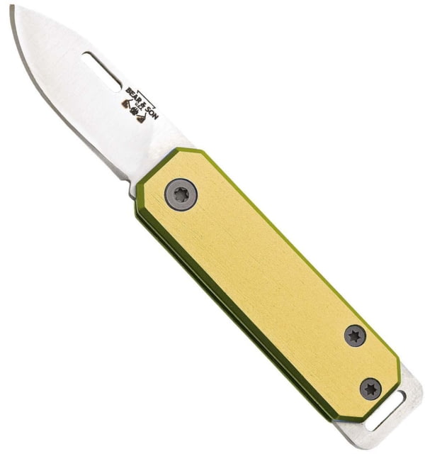 Bear and Son Knives Slip Joint Folding Knife 1.5in High Carbon Stainless Steel Drop Point Aluminum Handle Yellow - Bear And Son Knives