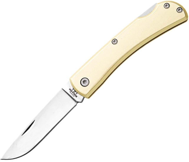 Bear and Son Knives Small Locking Farm Hand Folding Knife w/Clip 2.75in 1095 Carbon Steel Yellow Aluminum Handle - Bear And Son Knives