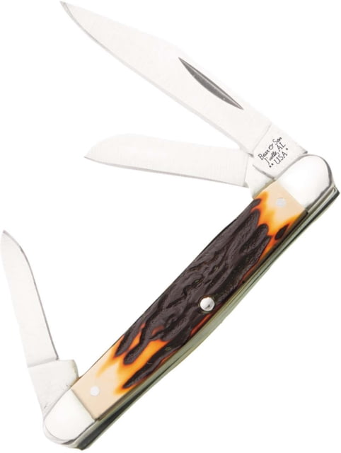 Bear and Son Knives Stockman Folding Knife 2.13in 440 Stainless Steel Genuine India Stag Bone Handle - Bear And Son Knives