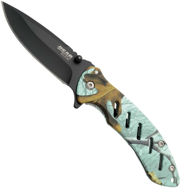 Bear Edge Brisk 1.0 Folding Knife 3.25in 440 Stainless Steel Stainless Steel w/Soft Touch Coating Handle Realtree Edge Teal - Bear Edge