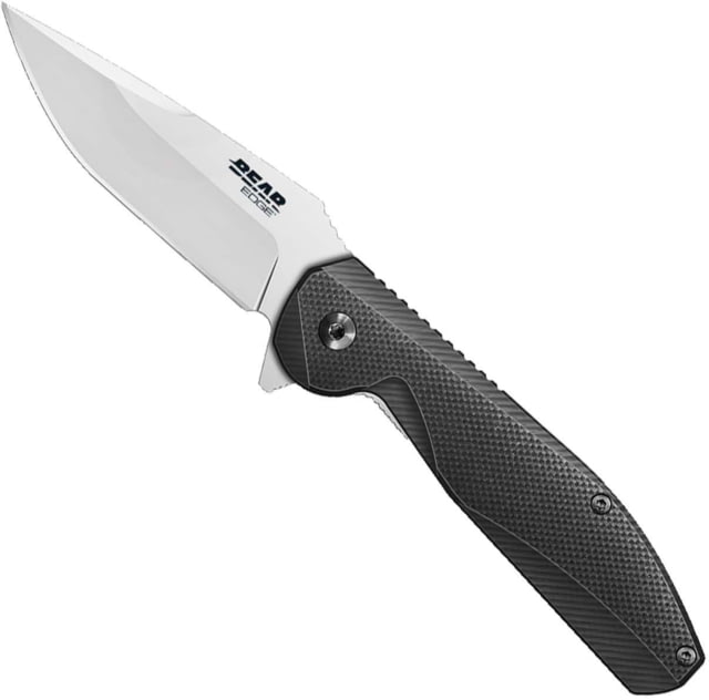 Bear Edge Grip Sideliner Folding Knife 3.5in 440 Stainless Steel Flipper Black Aluminum Handle - Bear Edge