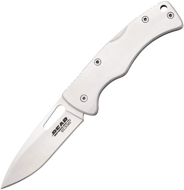 Bear Edge Money Clip Lockback Folding Knife 2.25in Satin SS Blade Brushed SS Handle Thumb Pull Pocket Clip - Bear Edge